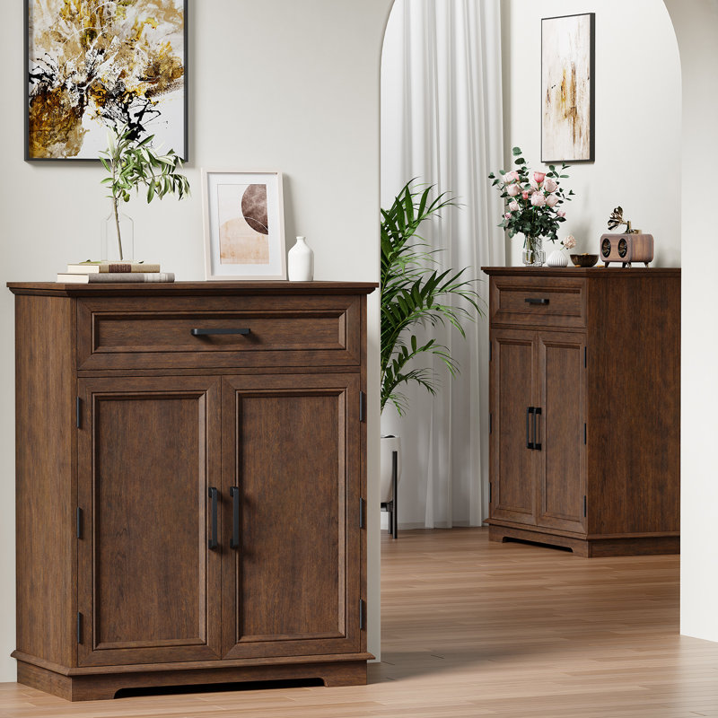 1Drawer 2 Door Accent Cabinets Chests with Storage for Living Room Kitchen Entryway Dining Pantry Cabinet with 4 Hanging Shelves August Grove Color